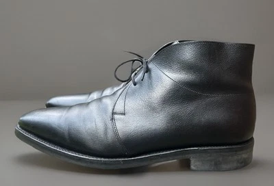 John Lobb Romsey II 皮革黑色 Chukka 靴子鞋男式 10.5 英国制造 — 第 1/4 张图片