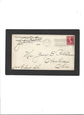 RETURN ADDRESS "The Wabash Railroad Co."  2-18-1901 Detroit, MI. to Oberlln, OH. - Image 1 of 2