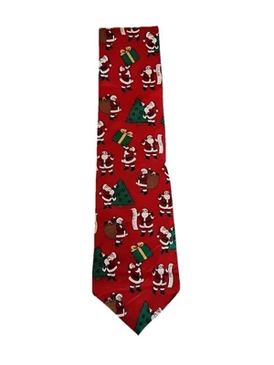 复古圣诞老人印花领带 100% 真丝圣诞有趣新奇领带 美国 John Henry 著 — 第 1/4 张图片
