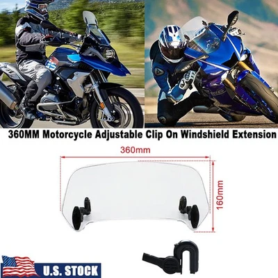 Lente transparente deflector de viento con clip ajustable para parabrisas de 36 cm para la mayoría de las motocicletas Foto 1 de 4