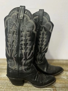 Stivali Cowboy Vintage Panhandle Slim Western Uomo - Nero - Taglia 6 C Festival - Foto 1 di 18