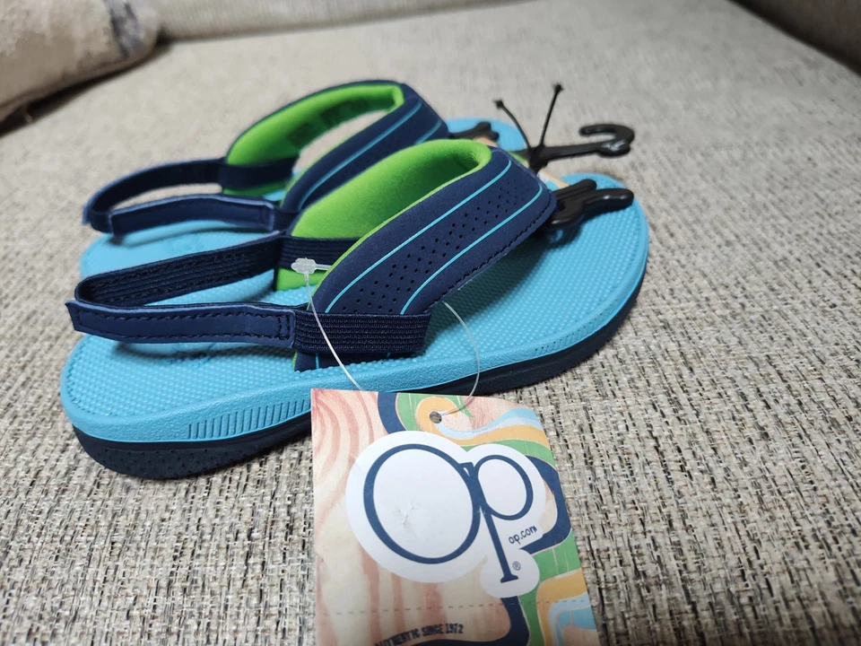  Sandálias chinelos tanga azul Boy Ocean Pacific OP 9-10 - Imagem 1 de 4