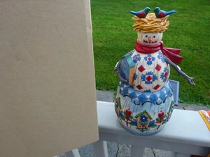 JIM SHORE WINTER'S HAVEN 2003 SNOWMAN BIRDHOUSE BIRDS BOXED FIGURE - Picture 1 of 11