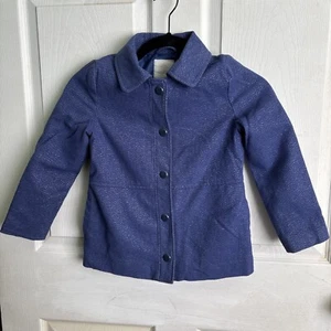 Gymboree Blue Sparkle Jacket Pea Coat Girls Sz S Snap Closure - Picture 1 of 13
