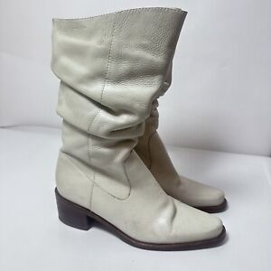 Nicole Boots Womens 6.5 Deed Brazilian Leather Slouch Off White Western Classic 