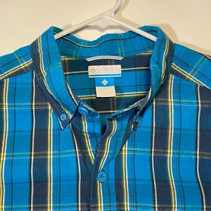 Columbia Long Sleeve Blue Plaid Shirt Button Down (Men/Unisex Large) - Picture 1 of 8