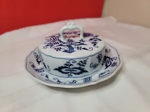 Blue Danube Blue Japan 8" Round Covered Butter Dish , Porcelain - Picture 1 of 6