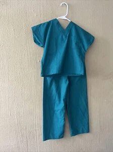 Kids Blue Doctor nurse Scrubs set Sz 5/6 Dress Up Costume Halloween teal green - Picture 1 of 10