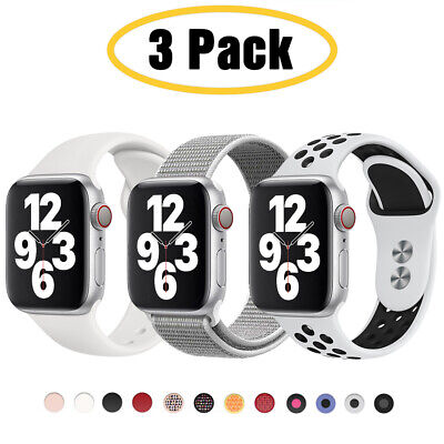 3 PACK Silicone Sport Band Strap For Apple Watch Series 8 7 6 5 SE 40/44/41/45mm • 9.75€