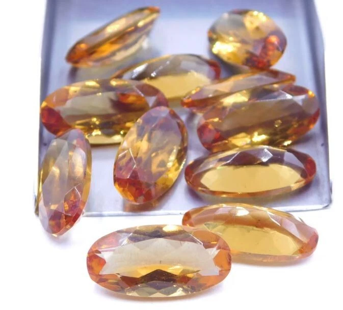 Lab Grown Citrine Top Quality 10 Pieces 8x16mm Oval Faceted For Making Jewelry - Image 1 of 1