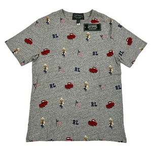 Polo Country Boy's Short Sleeve Crew T - Grey w/ Bears, Trucks, Flags - L(14-16) - Picture 1 of 3