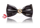 Mens PVC Faux Leather SOLID PURE BLACK  Shining Bow Tie Bowties Wedding Party