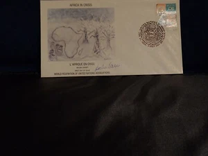 NAZIONI UNITE 1986 AFRICA IN CRISI FDC CANCELLAZIONE FIRMATA - Foto 1 di 2