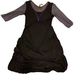 Cop. Copine Women Black Dress Sz Taille 2 (Med) 3/4 Sleeve Scoop Neck Preowned
