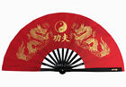 Chinese Kung Fu Wushu Martial art Dance Tai Chi Double Dragon Fan Bamboo Red