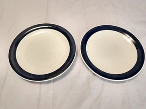 2 Gibson Housewares china 7 inch salad ceramic plate, salad, desert, navy blue - Picture 1 of 4