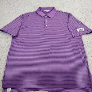 TCU Horned Frogs Shirt Mens 2XL XXL Purple Polo Peter Millar NCAA Striped A1* - Picture 1 of 10