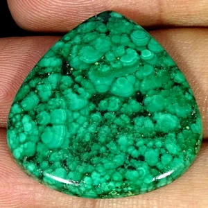 42.60Cts. Royal Natural Green Malachite Pear Cabochon Gemstone 29X30X4MM - Picture 1 of 4