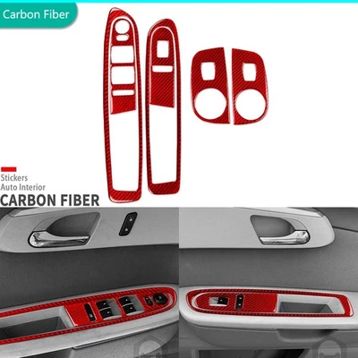 6x Cubierta de panel de interruptor de elevación de ventana de fibra de carbono roja para Chevrolet Traverse 09-17 Foto 1 de 4