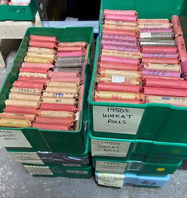 Lot of (10 rolls) Lincoln Wheat Cent Rolls 1940's-1958 - Image 1 of 4