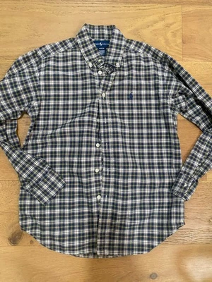 Ralph Lauren meninos M (12/14) azul marinho, verde e amarelo xadrez botão para baixo Muito bom estado usado - Imagem 1 de 3