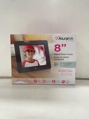 Aluratek USB Photo Frame w/ Motion Sensor, 4GB Mem, 8" LCD, Black, Video Player - Image 1 of 3