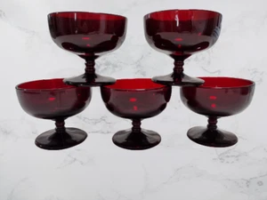 Platos de natillas de Sherbe con pedestal rojo rubí real Anchor Hocking, juego de 5 - Imagen 1 de 4