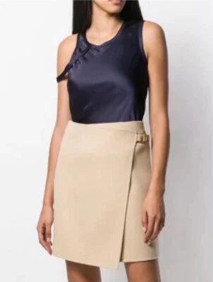 NWT Helmut Lang Navy Satin Sleeveless Asymmetrical  Harness Shoulder Top Size S - Image 1 of 4