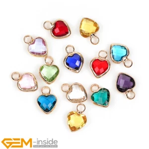 Cute Heart Birthstone Clear Crystal Gemstone Charms Pendent Jewelry Findings - Foto 1 di 67