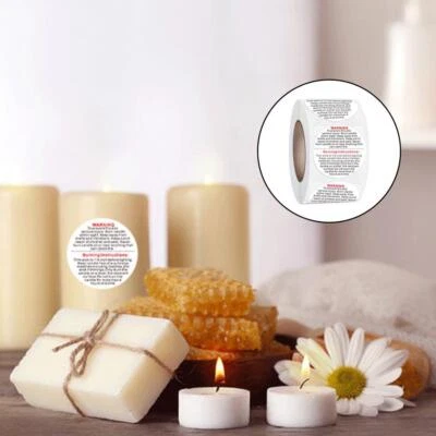 500Pc Round Candle Warning Stickers Labels Safety Wax Melt for Candle Making - Image 1 of 4