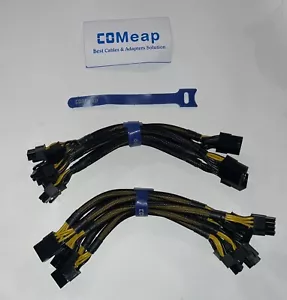 COMeap 6 Pack PCIE 8 Pin Female to Dual 8 Pin Male Sleeved Splitter GPU Power pc - Picture 1 of 3