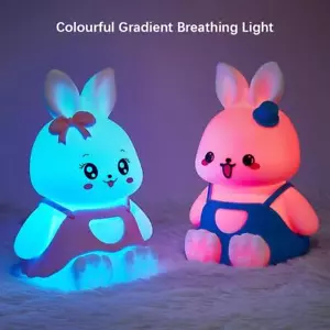 Lampada coniglio in silicone con batteria simpatica bambini luci notturne 5 colori led che cambiano - Foto 1 di 26