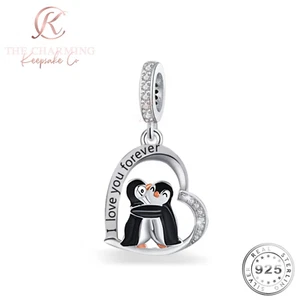 Dije de pingüino I Love You Forever genuino plata esterlina 925 - Imagen 1 de 4
