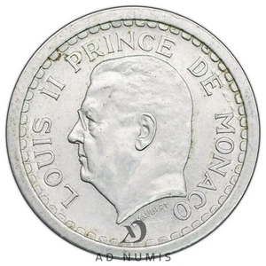Monaco 2 Franken 1943 Ludwig II. SUP Aluminium Münze Monegassisch - Bild 1 von 2