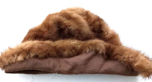 Vintage seven-inch mink hat with brim and orange lining with seam defect - Picture 1 of 6