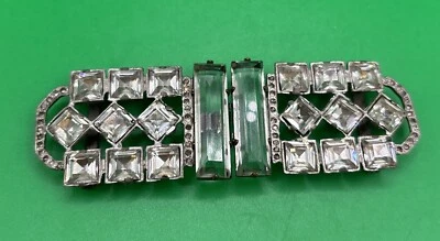 Hebilla de cinturón vintage transparente Art Deco con estrás  Foto 1 de 4