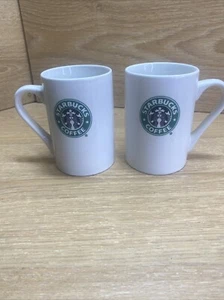 Set of 2 Starbucks Mermaid Siren Coffee Cups Mugs 10.8 oz. 2008 Green Black Logo - Picture 1 of 7