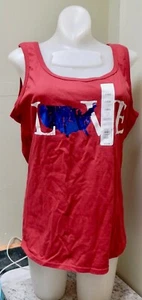 T Shirt 4th Of July Hybrid 100% Cotton Lg Tank Top Red/ White/Blue Love USA 179T - Picture 1 of 4