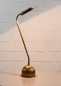Fischer Messing Tischlampe Tisch Leuchte Schwanenhals Vintage 1980er Jahre - Picture 1 of 12