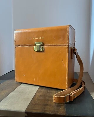 Vintage Polaroid Brown 50's Leather Carrying Case w/ Key ( 11x5.5x11 in ) - Image 1 of 4