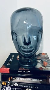 Vintage Rare DARK BLUE RECYCLED Glass MADE IN SPAIN Mannequin Head Display Decor - Picture 1 of 6