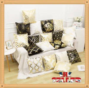 18 x18 inch GOLD POLYESTER CUSHION COVER PILLOW CASE HOME SOFA DECOR NEW LUXY - Picture 1 of 18