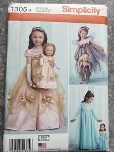 Simplicity 1305 Costume Principessa e Fata Vestire Bambini TG 3-8 e 18" Bambola FF - Foto 1 di 4