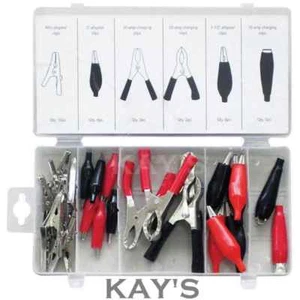 CROCODILE CLIP SET 28 PIECE ASSORTED ALLIGATOR CLAMPS & ELECTRICAL CONNECTOR KIT - Picture 1 of 1