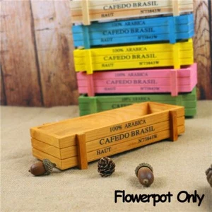 Decorative Pots Rectangle Vase Vintage Crates Wood Flowerpot Succulent Boxes - Picture 1 of 16