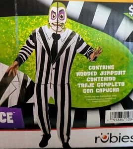 Rubíes Beetlejuice Halloween Disfraz Mono con Capucha Juegos con disfraces Adulto XL 40-42 NUEVO - Imagen 1 de 3