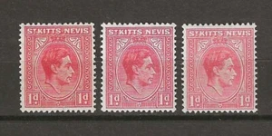 ST KITTS & NEVIS 1938/50 SG 69 + 69a + 69c MNH - Picture 1 of 2