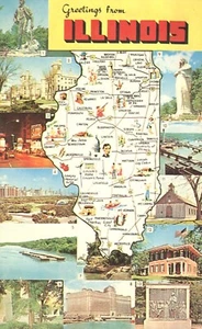 Greetings from Illinois Map 1962 Postcard - Picture 1 of 2