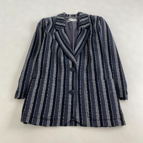 Giacca bar Christian Dior lana tweed righe sartoriale blu navy nera dal Giappone