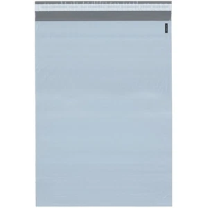 Plymor Poly Mailer 2.25 Mil White / Gray Bag w/ Closure and Strip, 14.5" x 19" - Picture 1 of 1